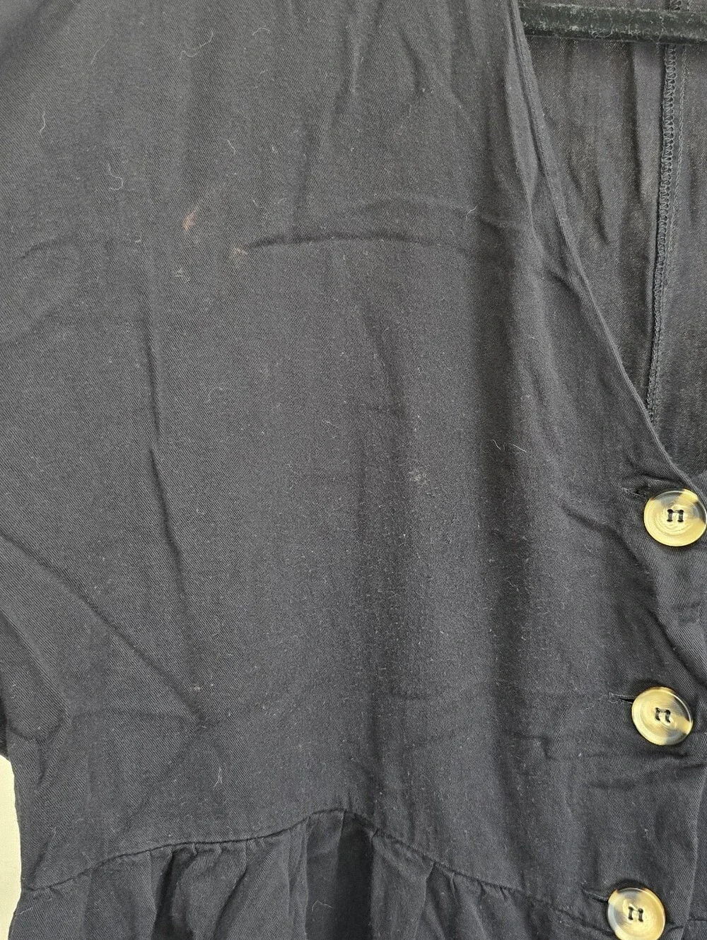 ASOS DESIGN Black Button Front Babydoll Tunic Top Short Sleeve - Picture 5 of 6